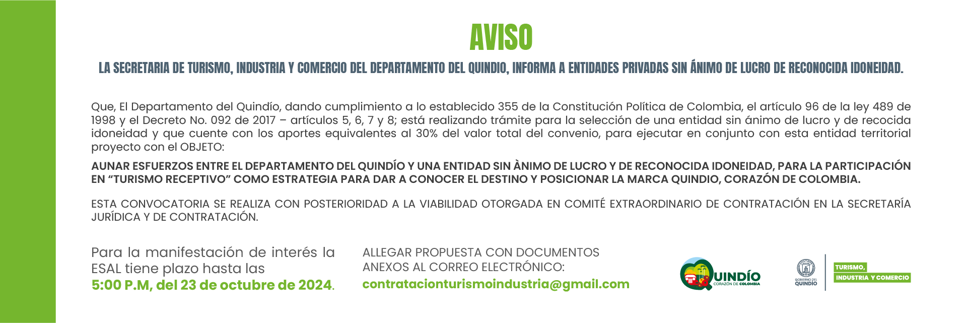 AVISO PEQUENO TURISMO RECEPTIVO