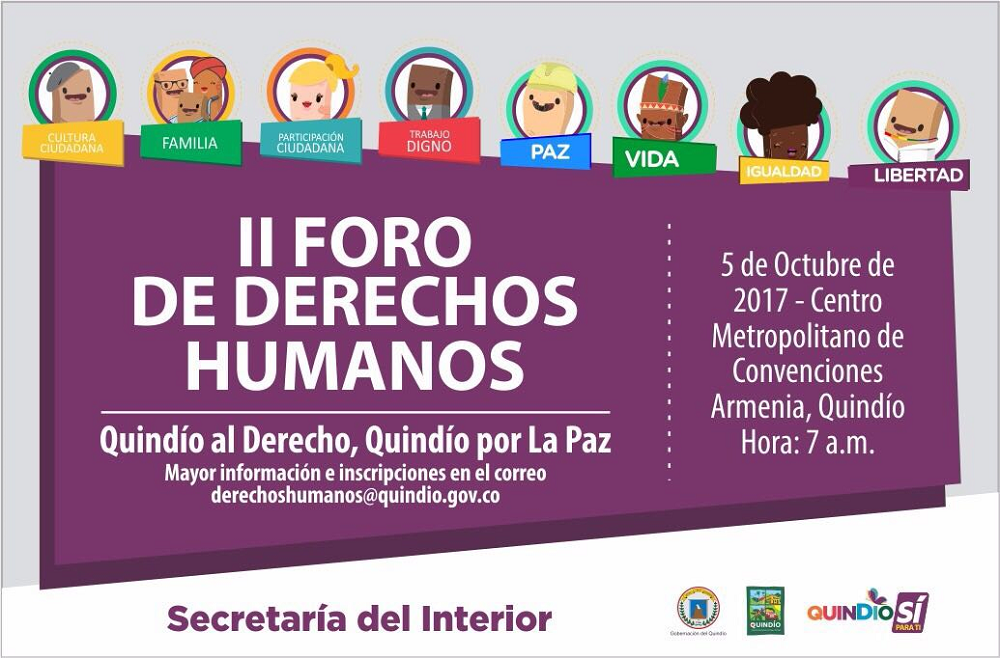 Este jueves la Gobernación del Quindío realizará el segundo Foro de Derechos Humanos Quindío al Derechos Quindío por La Paz