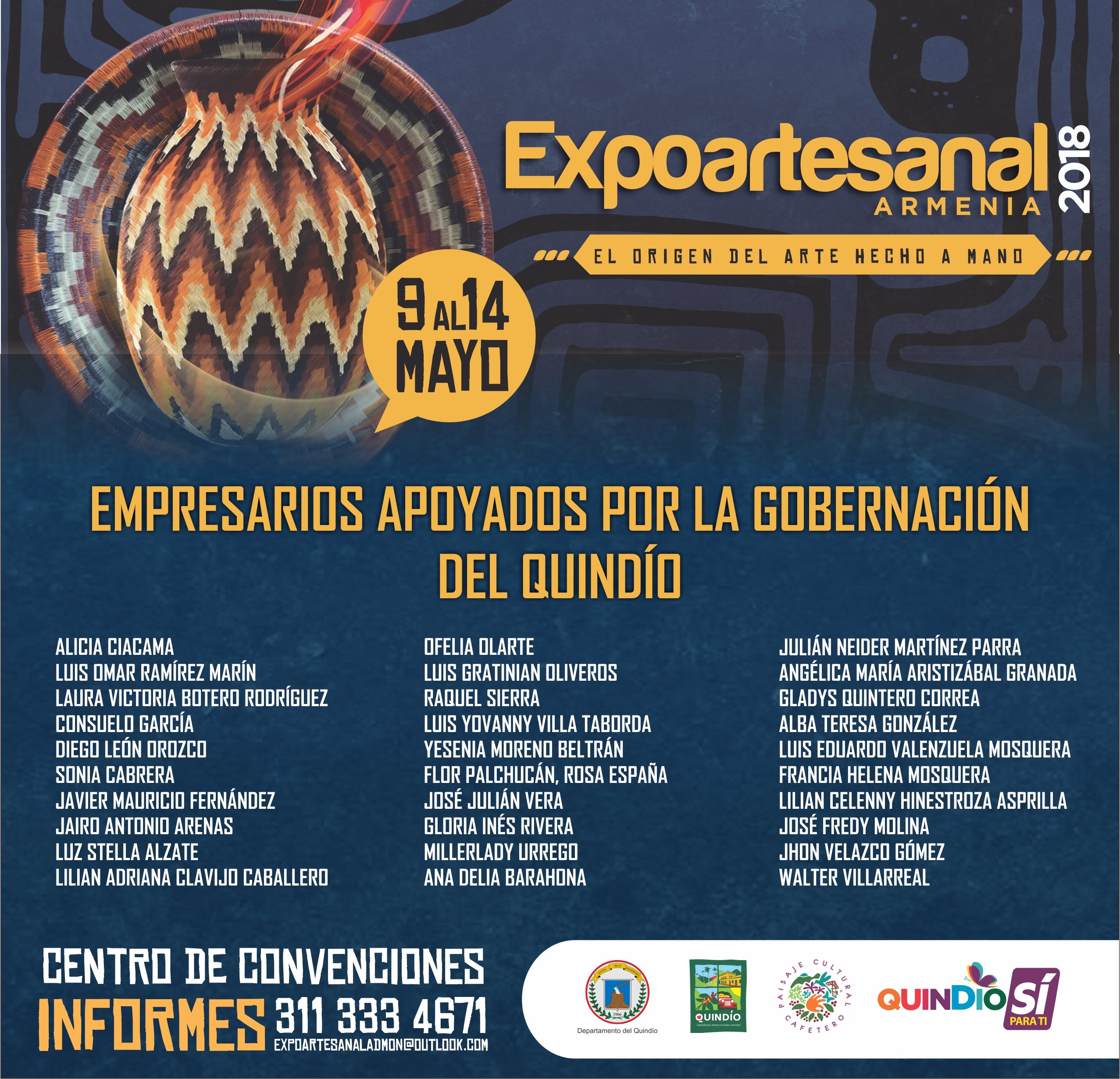 Gobierno departamental garantiza participación de 30 empresarios en Expoartesanal evento internacional que reúne los mejores expositores en esta materia